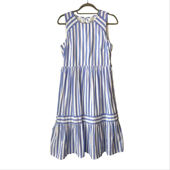 J. Crew Factory Women's Sleeveless tiered midi dress in cotton poplin size 8p - Picture 1 of 8